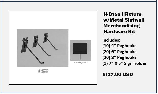 H-D15 I Fixture w Metal Slatwall