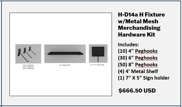 H-D14 H Fixture w Metal Slatwall