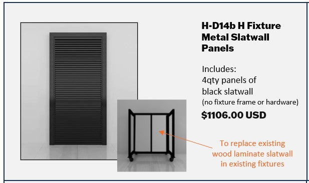 H-D14b H Fixture Metal Slatwall Panels