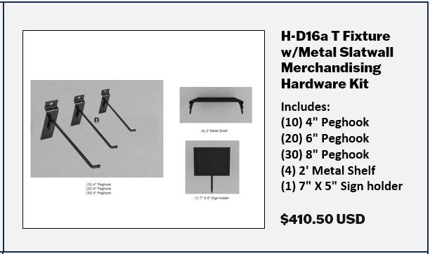 H-D16 T Fixture w Metal Slatwall