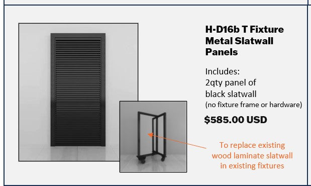 H-D16b T Fixture Metal Slatwall Panels